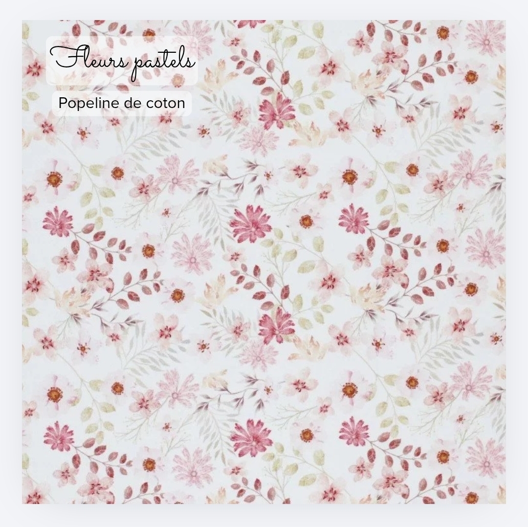 Tissu Fleurs pastels en popeline de coton